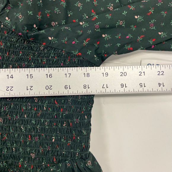 Old Navy Forest Green Floral Blouse - Picture 9 of 12